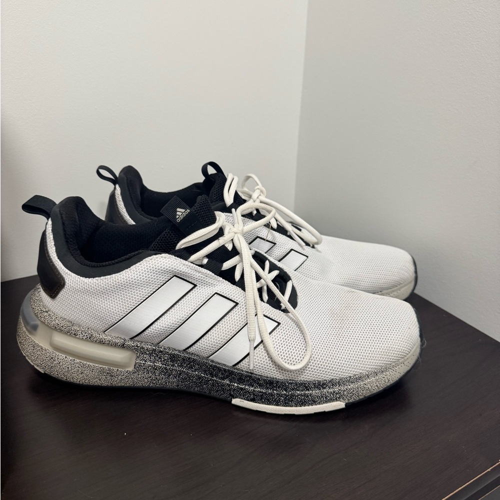 Adidas racer shoes, black-and-white size 12 - Picture 1 of 5